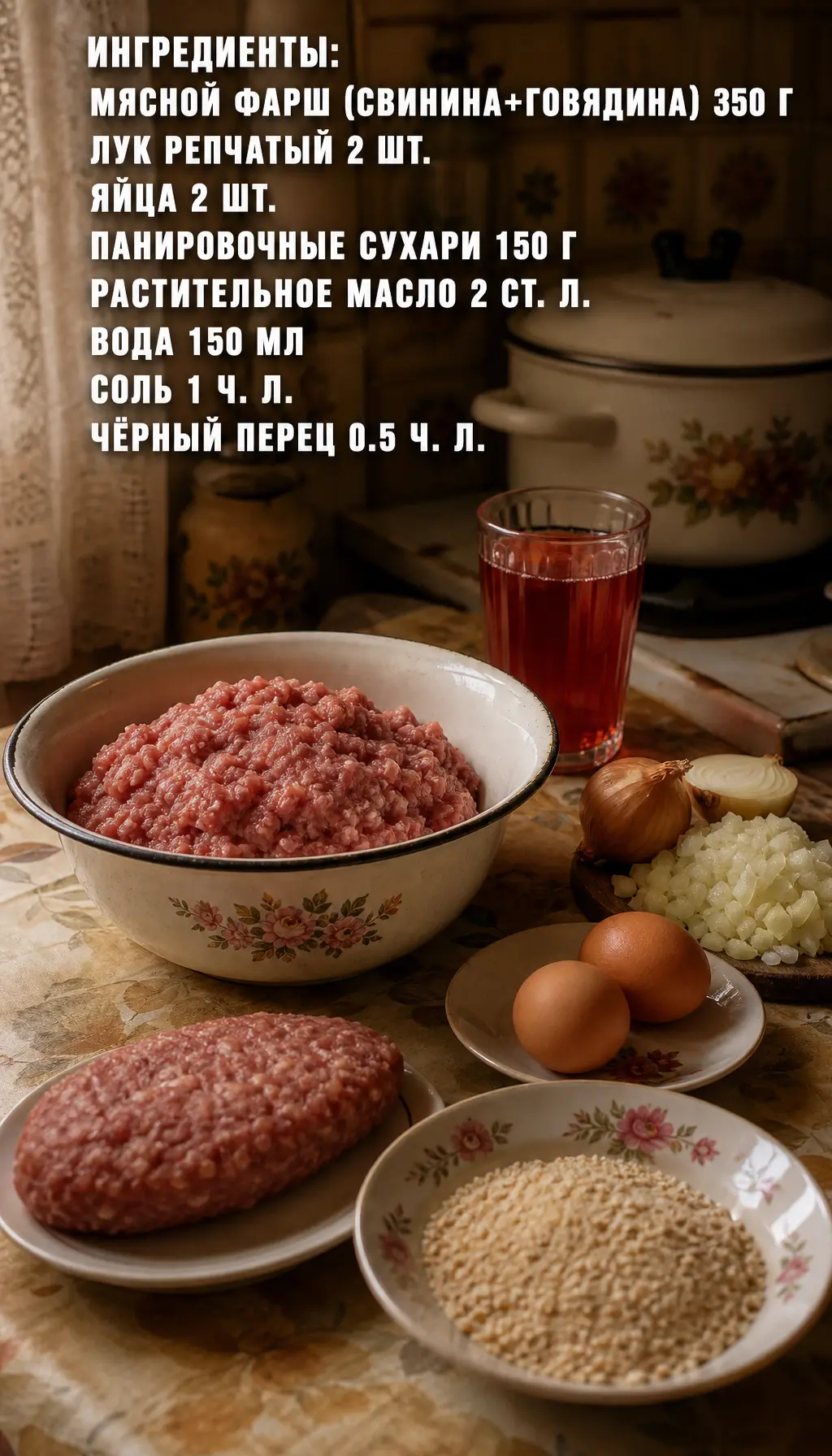 Мясные зразы с луком
как в советской столовой 🍲

Ингредиенты:
фарш — 350 г
лук — 2 шт.
яйца — 2 шт.