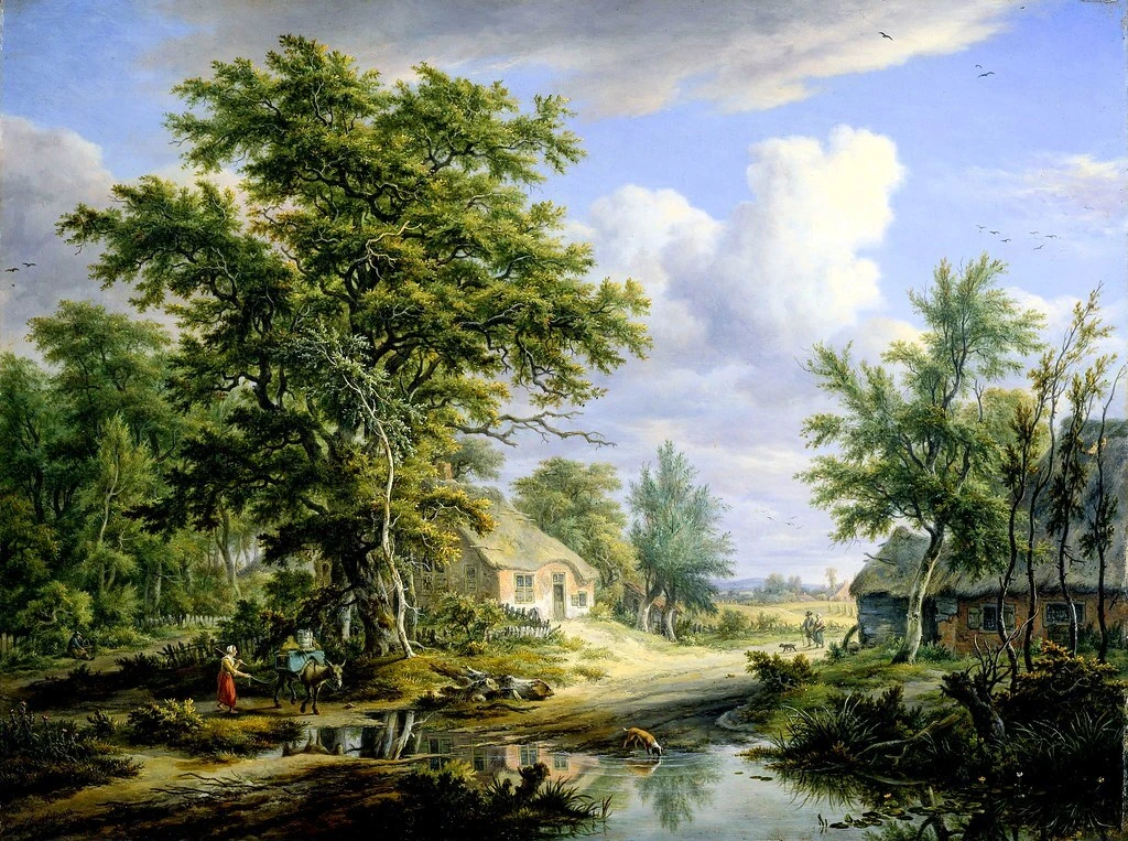 "Фермы на опушке леса", 1812 г. 

Художник: Эгберт ван Дрильст 

Эгберт ван Дрильст (Egbert van Drie