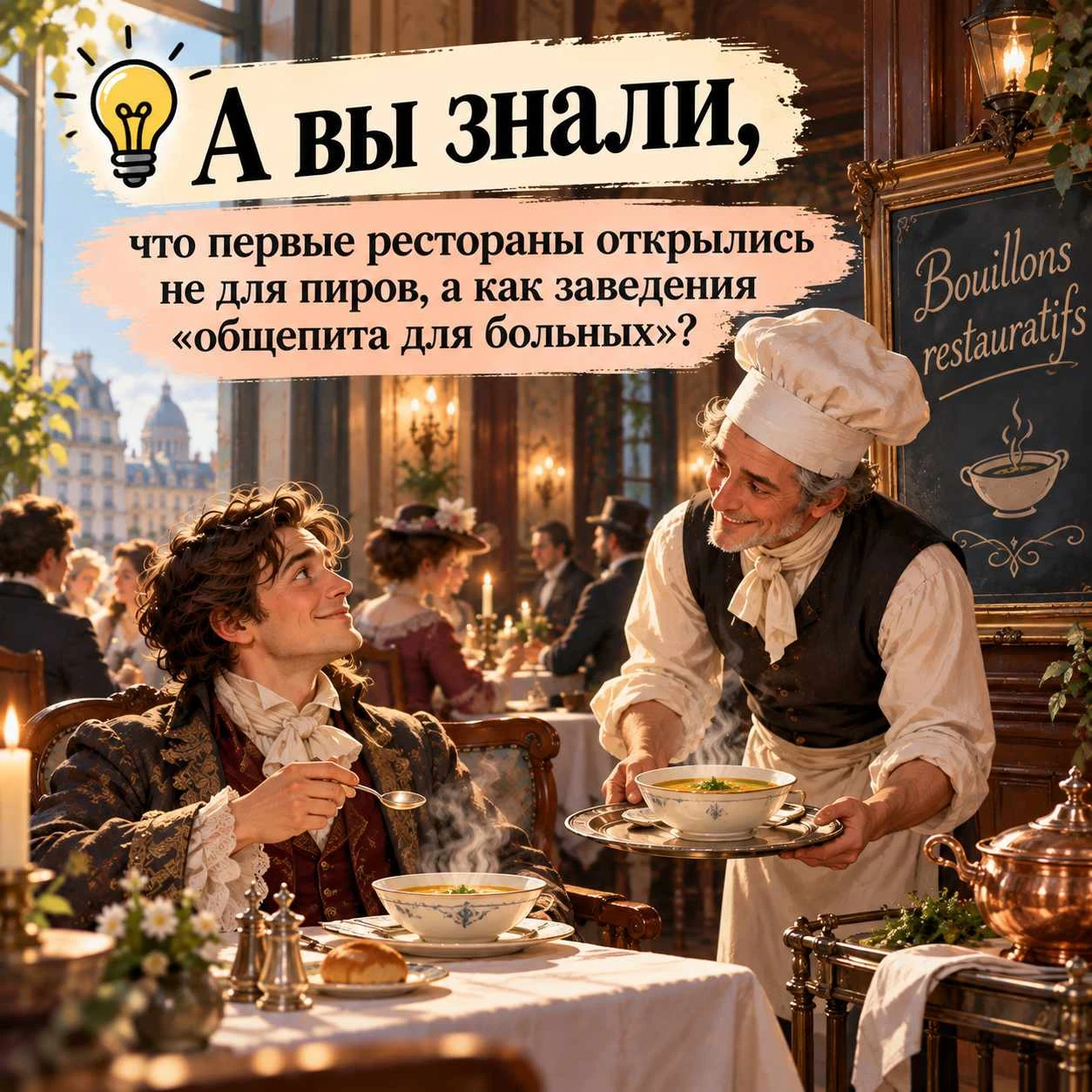 💡 А вы знали, что первые рестораны открылись не для пиров, а как заведения «общепита д...