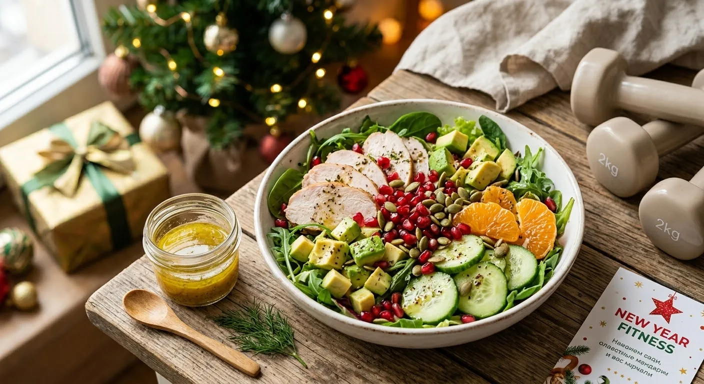 🥗 Тренировка перед Новым годом: Салат «Заряд лёгкости» 🎄💪