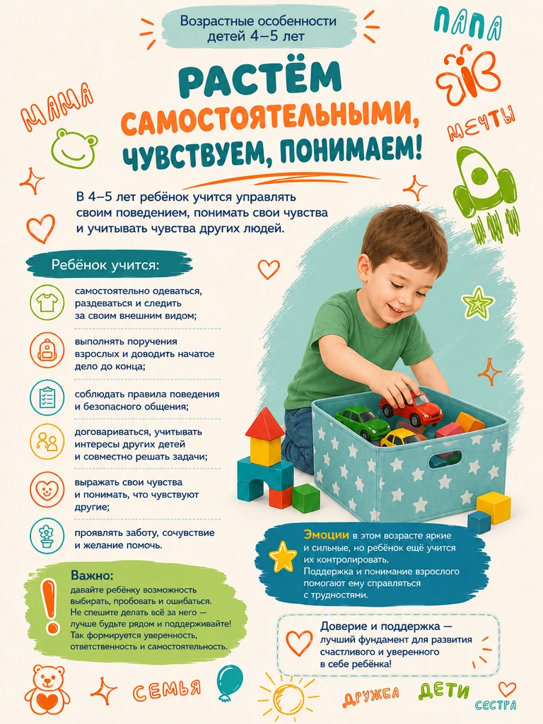 🧸 4–5 лет: золотая пора дошкольного детства