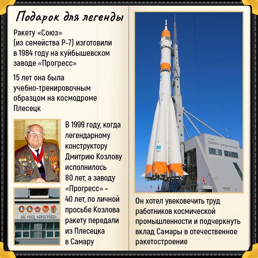 На проспекте Ленина в Самаре стоит настоящая ракета-носитель «Союз». Она не просто памя...