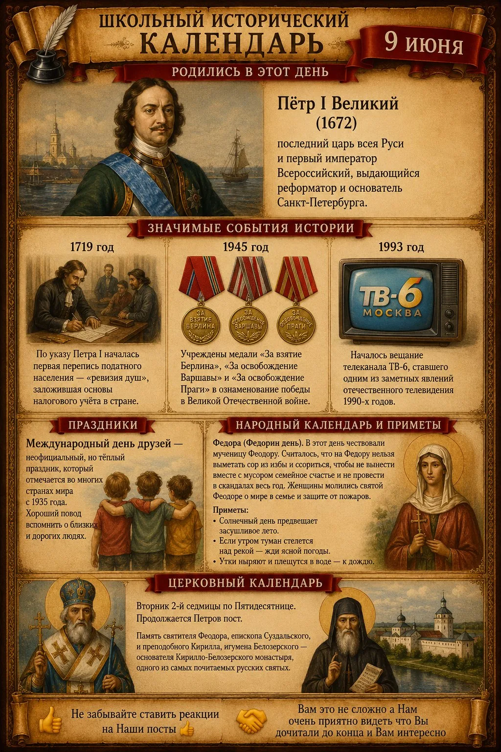 📜 Школьный исторический календарь: 9 июня
