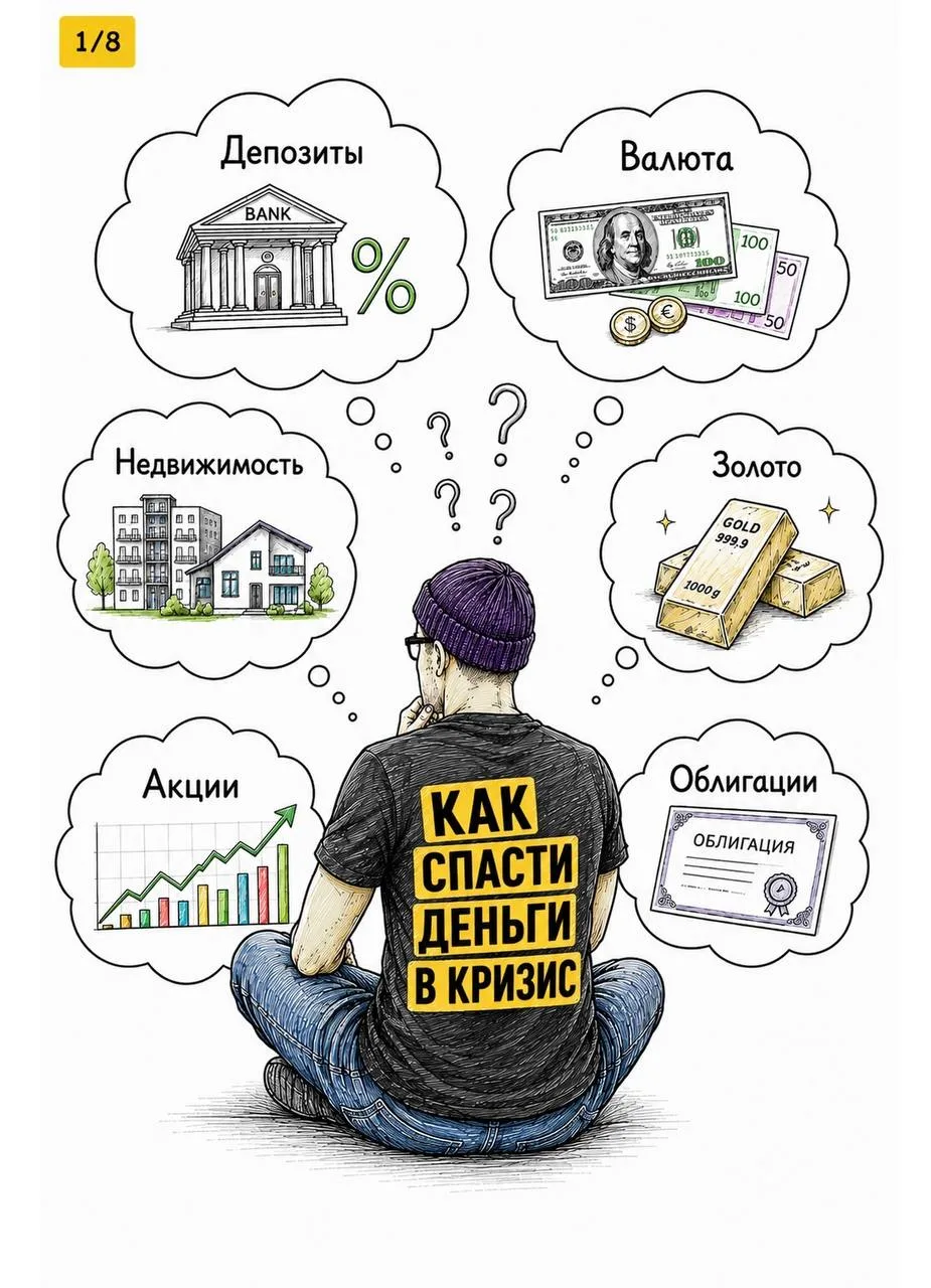 Кризис 😱 . Как спасать деньги и с чем безопаснее сидеть? Доллары, недвижимость, депозиты, золото, а