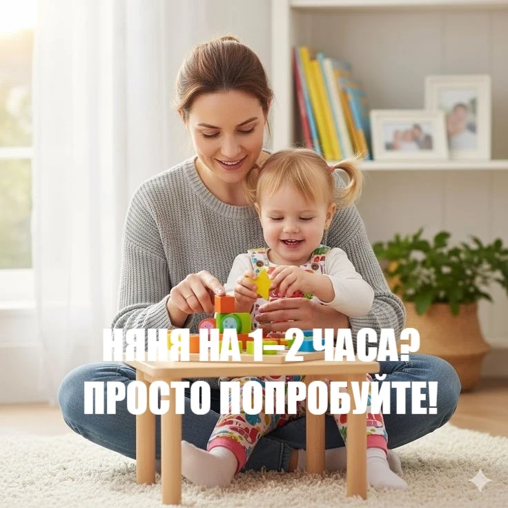 ПРОСТО ПОПРОБУЙТЕ. БЕЗ ОБЯЗАТЕЛЬСТВ. 
 
Многие мамы думают: «Няня — это надолго, дорого, сложно». 
 
