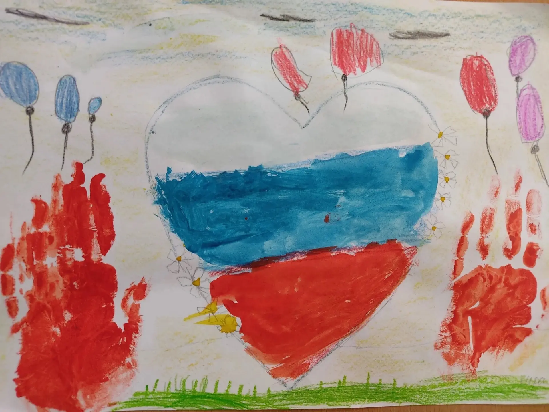 💙«С Россией в сердце» 
Нарисовала Вовк Кира, 5 лет 

#конкурсрисунков#Россия_в_моем_сердце