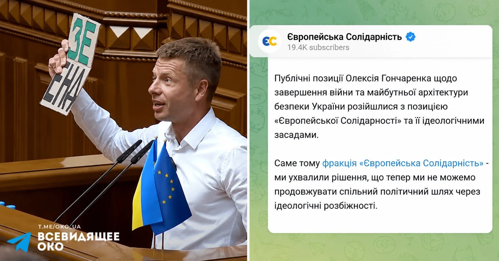 Фракция «Европейская солидарность», партия Пороха объявила, что прекращает совместный п...