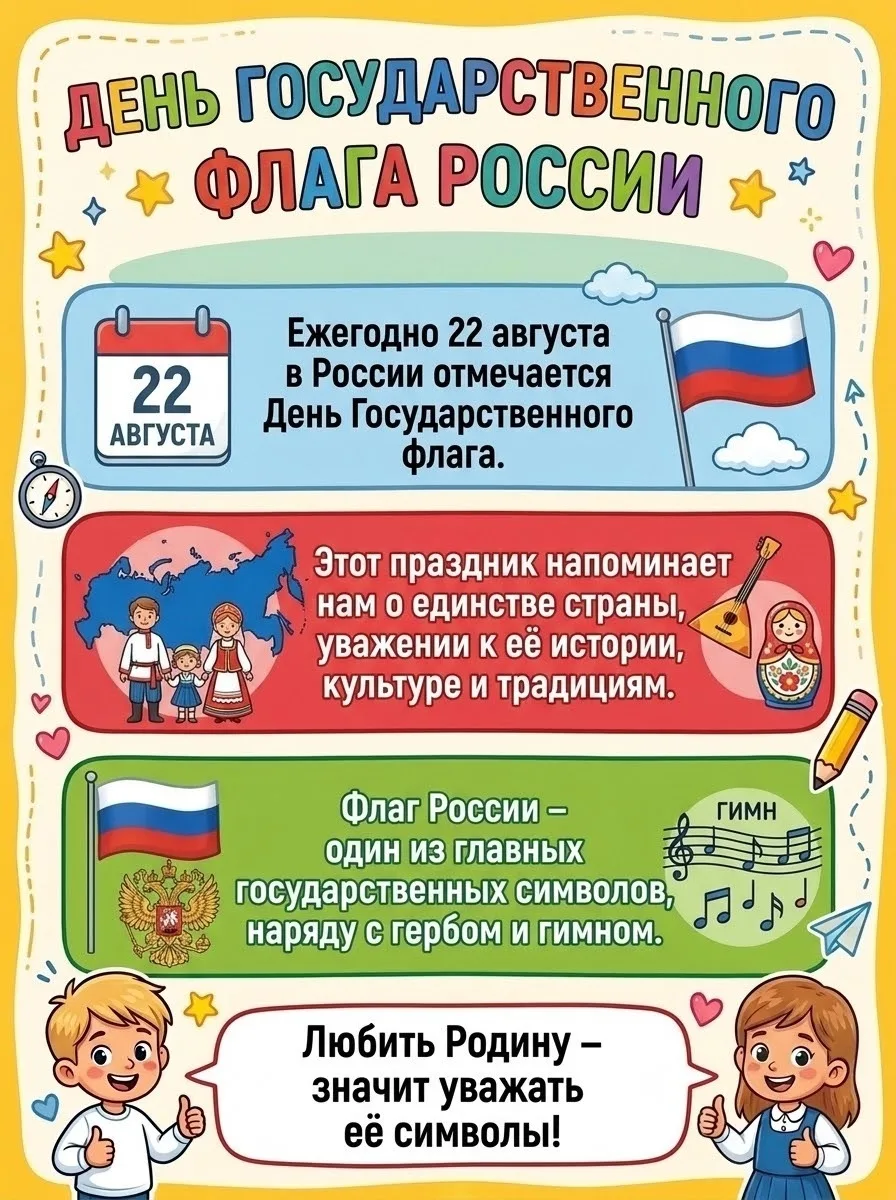 🇷🇺 22 августа — День Государственного флага России!