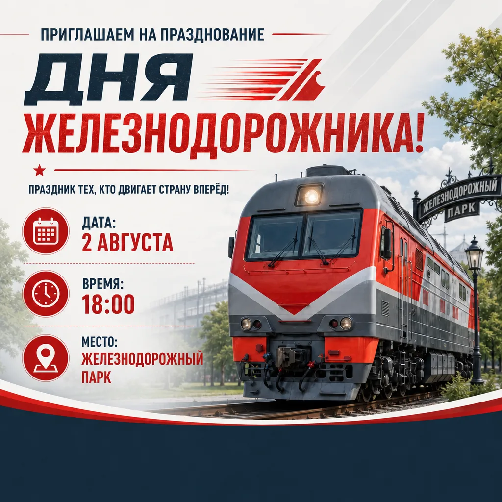 🚂 Дорогие друзья. В это воскресенье, 2 августа, мы будем отмечать замечательный праздн...