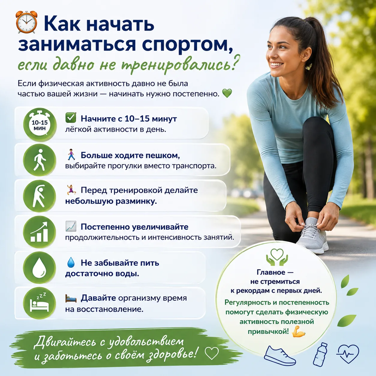 ⏰ Как начать заниматься спортом, если давно не тренировались?