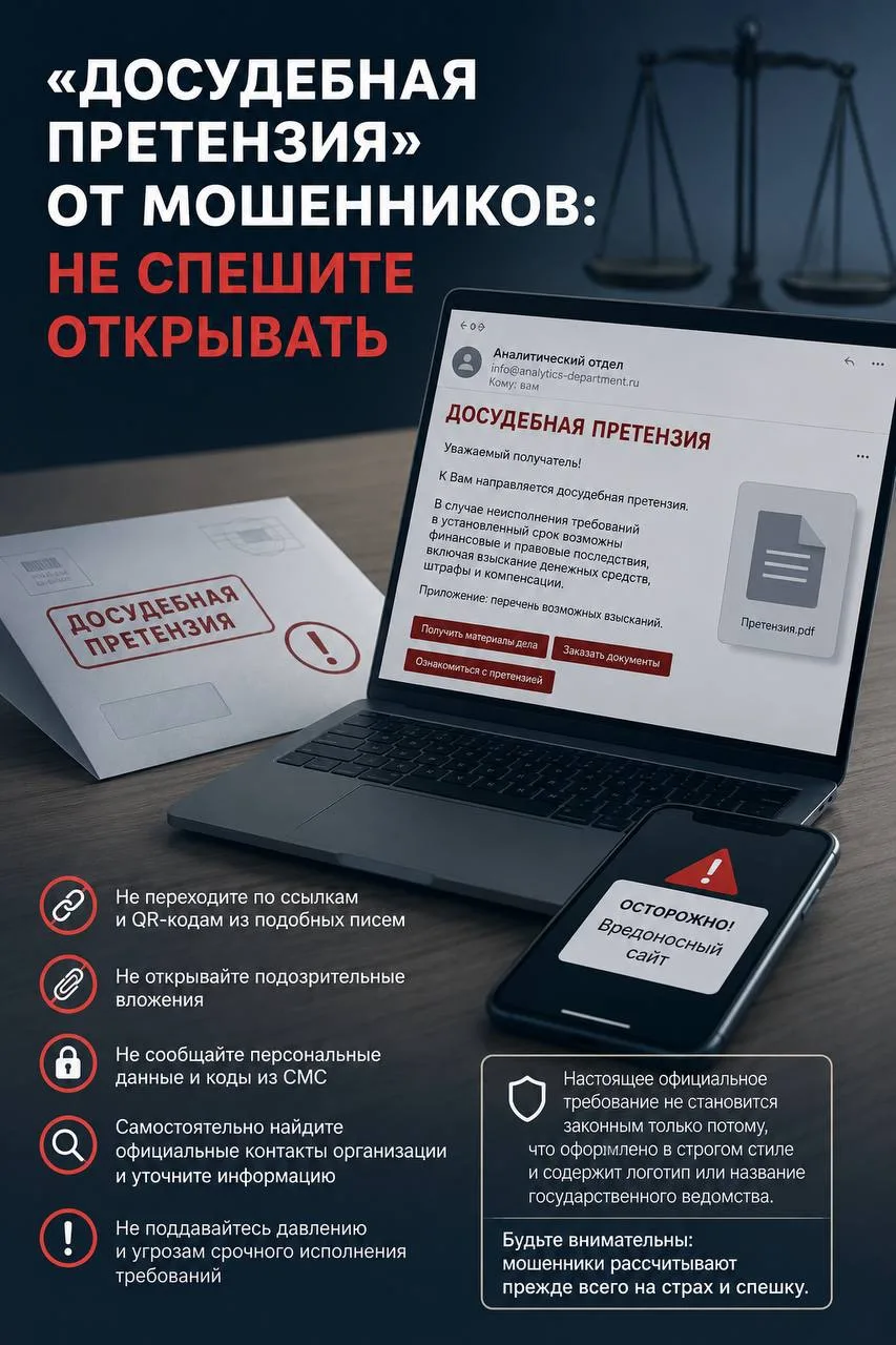«Досудебная претензия» от мошенников: не спешите открывать