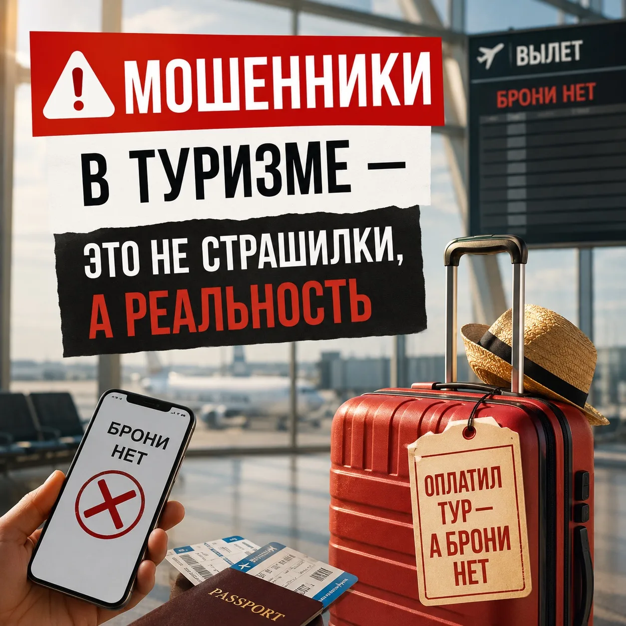 ⚠️ МОШЕННИКИ В ТУРИЗМЕ — ЭТО НЕ СТРАШИЛКИ, А РЕАЛЬНОСТЬ

История «оплатил тур — приехал в аэропорт —