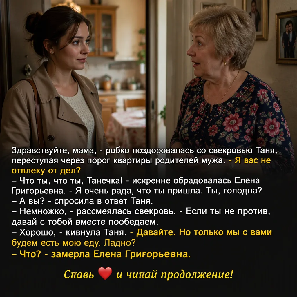 Здравствуйте, мама, - робко поздоровалась со свекровью Таня, переступая через порог ква...