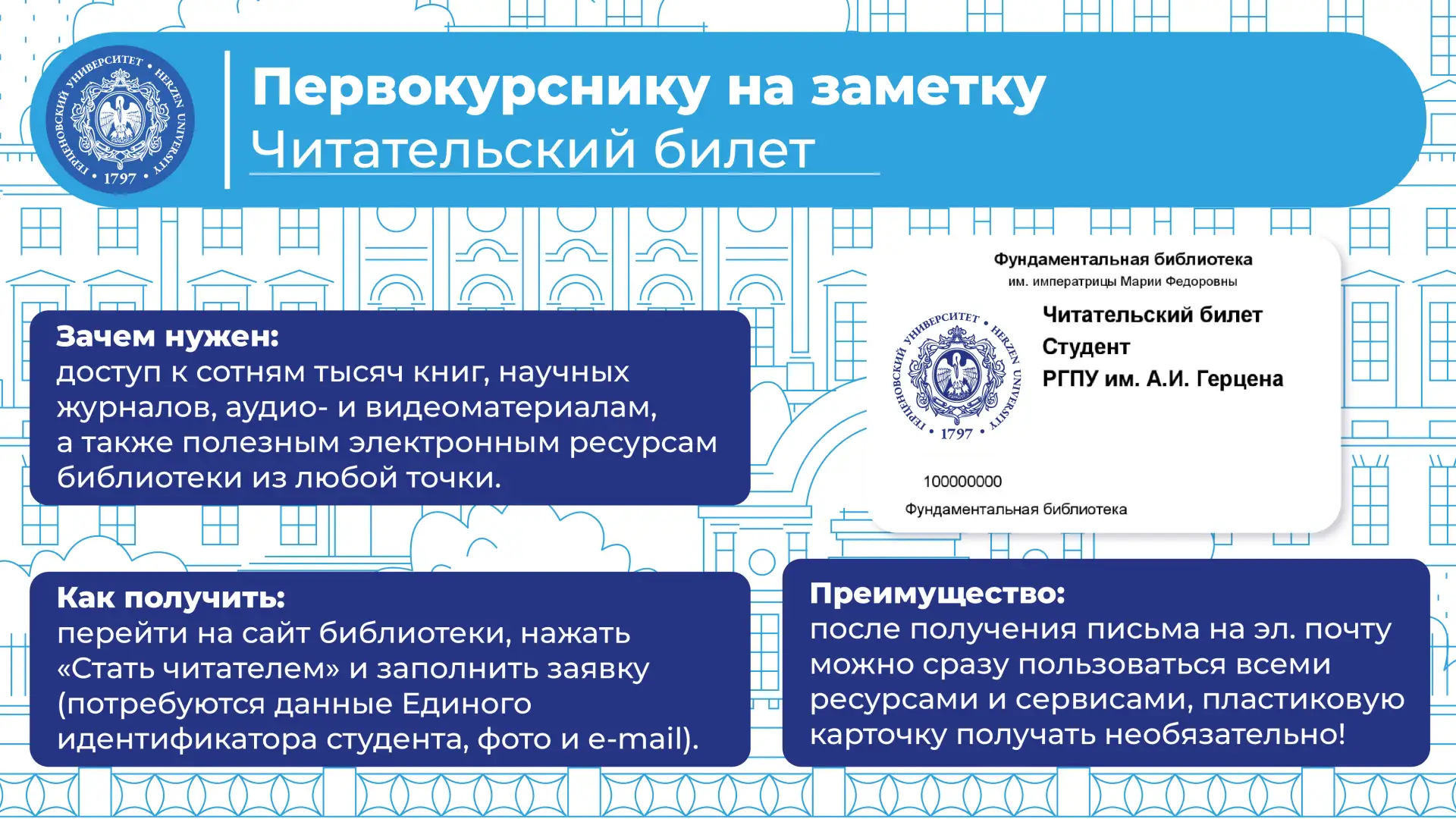 Первокурснику РГПУ на заметку: электронный читательский билет