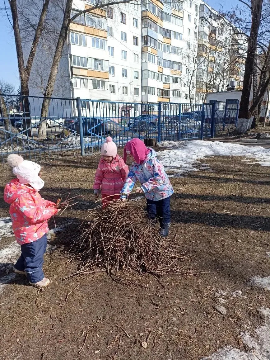 Ребята группы "Пчёлки" провели субботник на участке. Все трудились увлечённо, собирали ...