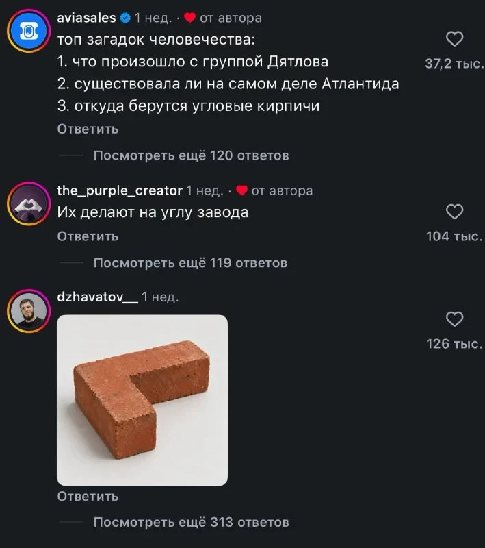«Женский» вопрос о происхождении угловых кирпичей взорвал интернет