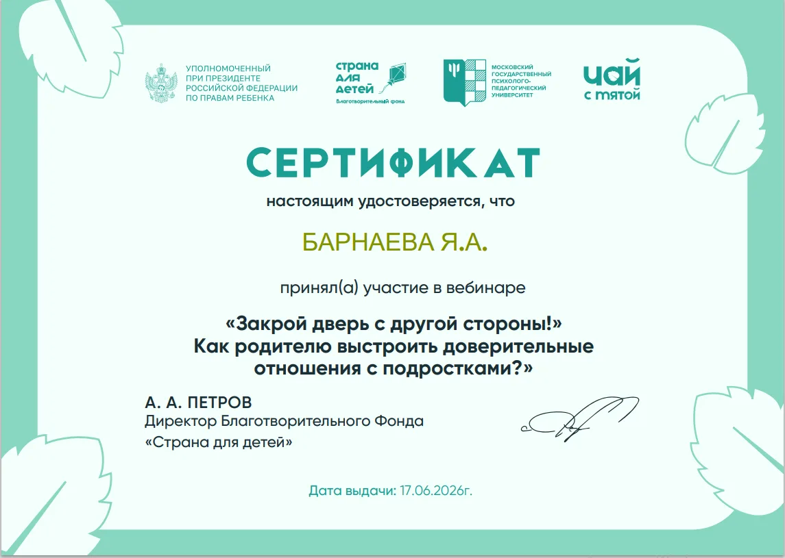 Вебинар для педагогов: секреты доверительных отношений с подростками
17 июня 2026 года педагогически