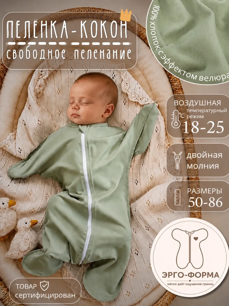 ⚡️ Пеленка кокон для новорожденных на молнии, Твоя ИНАЯ