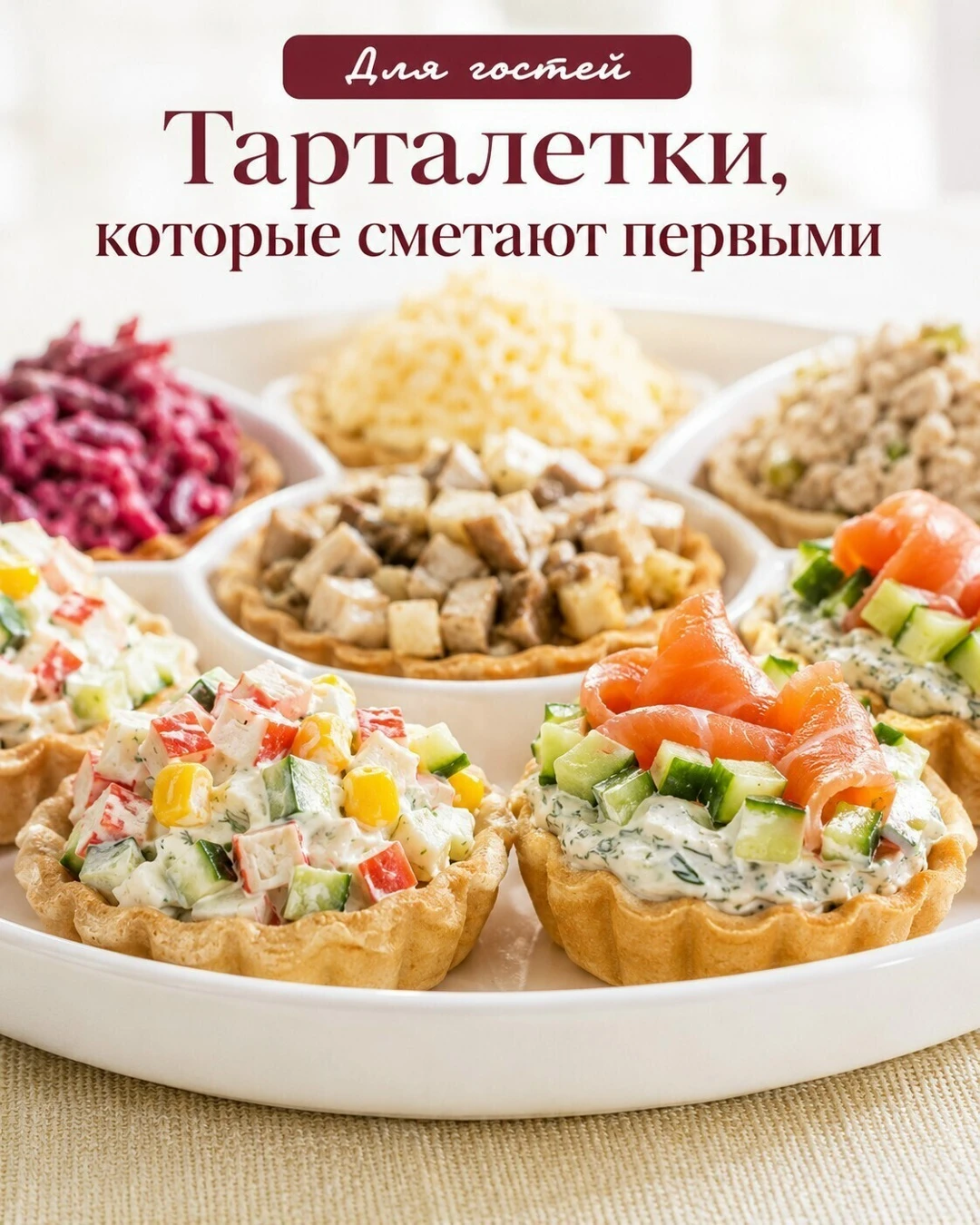 1️⃣ Крабовые тарталетки 🦀