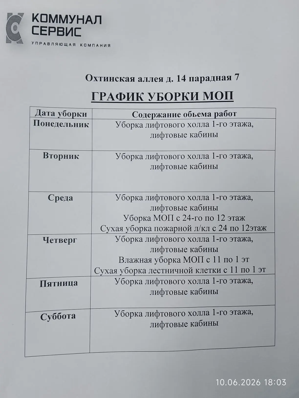 Охтинская аллея д 14 парадная 7 пожарные шкафы закрыты и опечатаны. Уборка МОП производится согласно