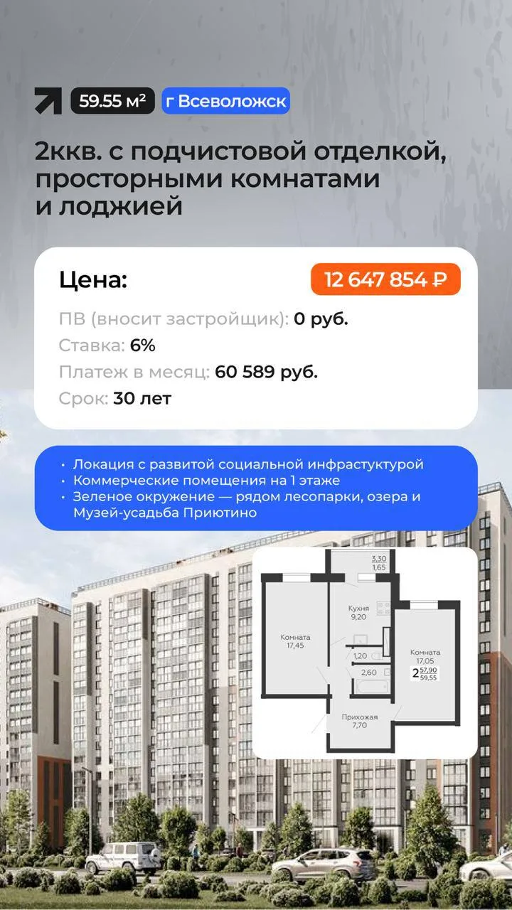 📌Подборка квартир по семейной ипотеке без первого взноса или с минимальным первым взносом
