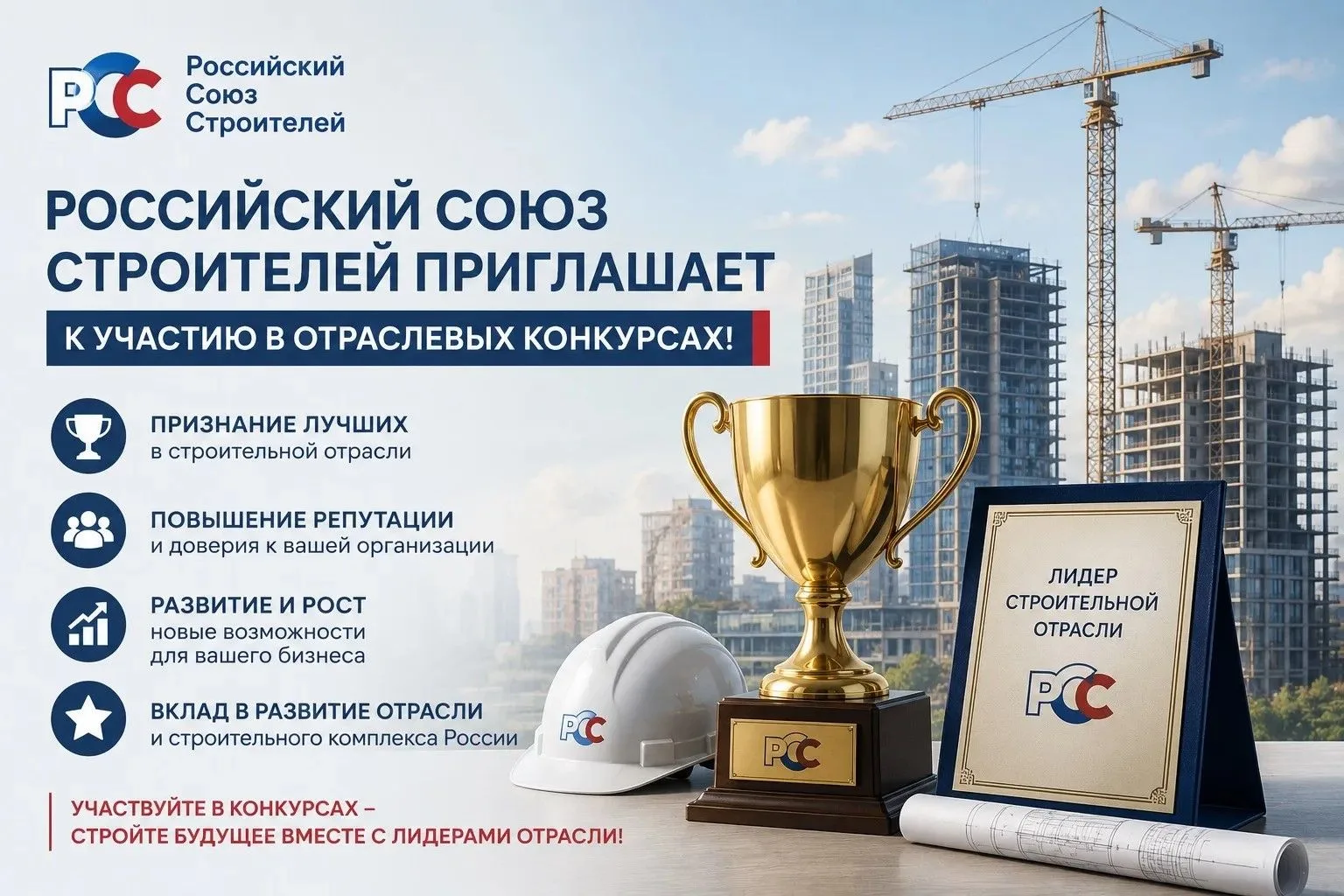 Российский Союз строителей приглашает к участию строительные, проектные, изыскательские организации,