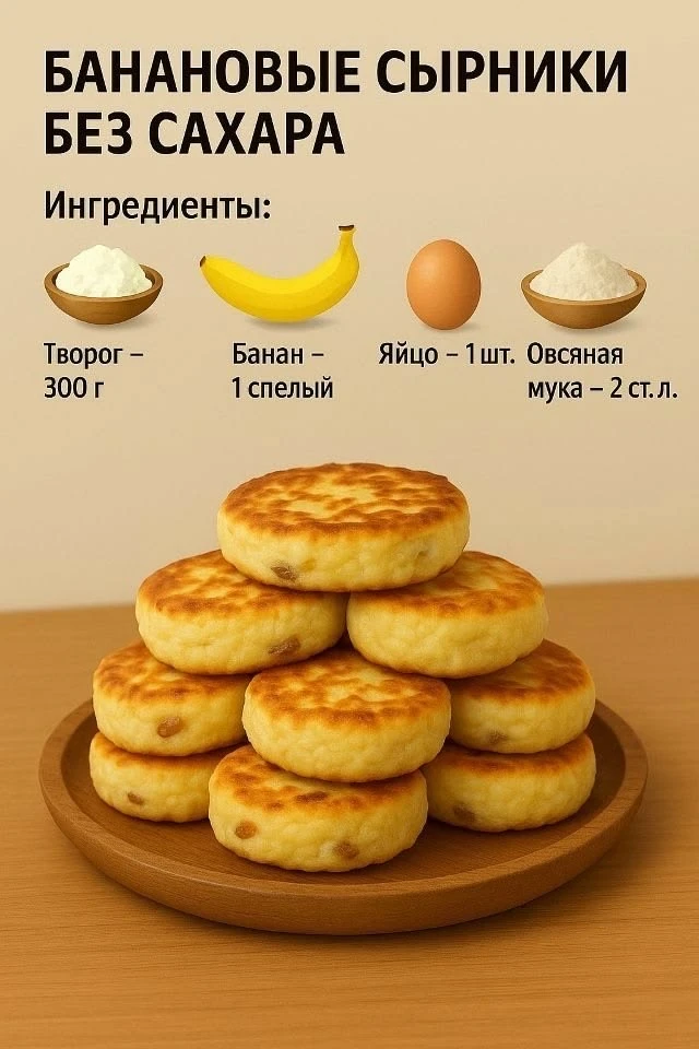 Банановые сырники без сахара 🍌