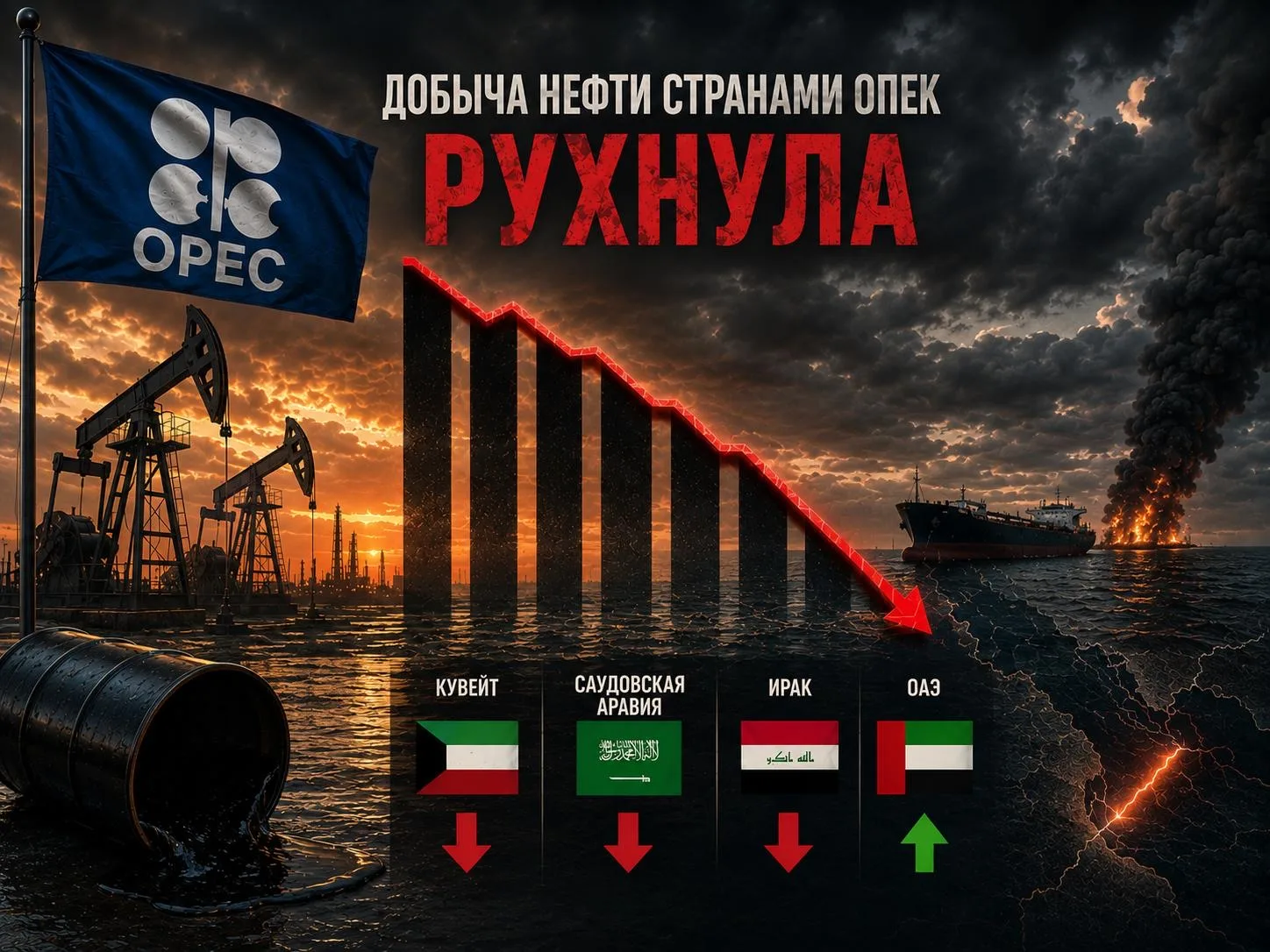 💬 Обозрение: добыча нефти странами ОПЕК рухнула до минимума более чем за 20 лет — всего 20,04 млн ба