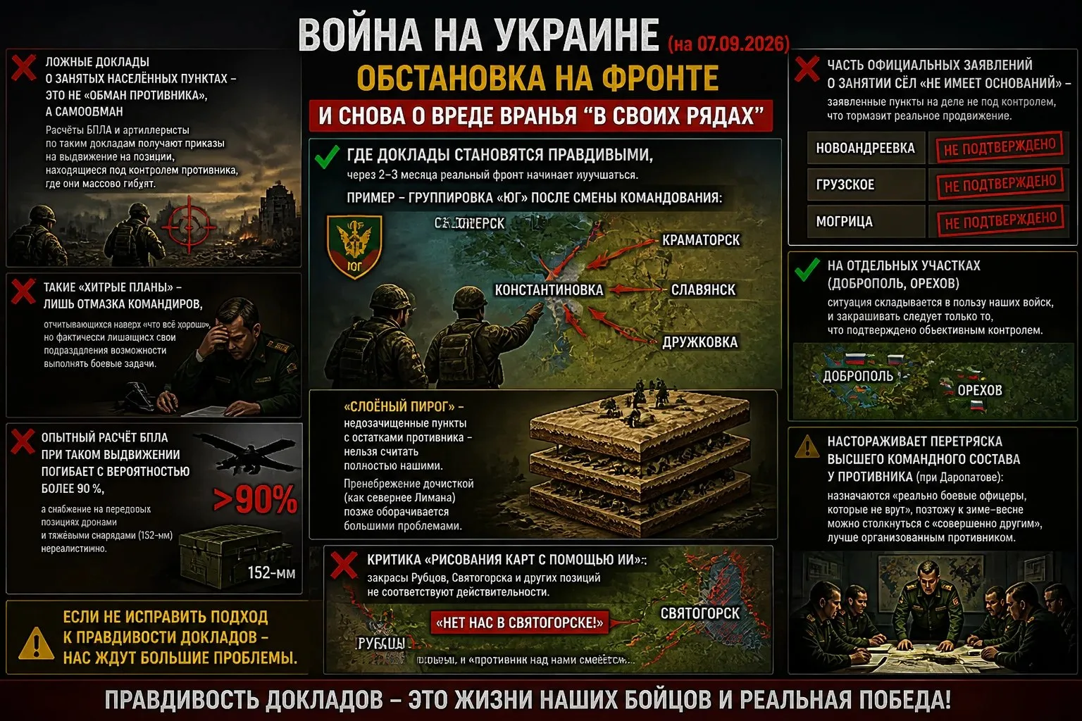 Война на Украине (на 07.09.2026). Обстановка на фронте. И снова о вреде вранья "в своих...