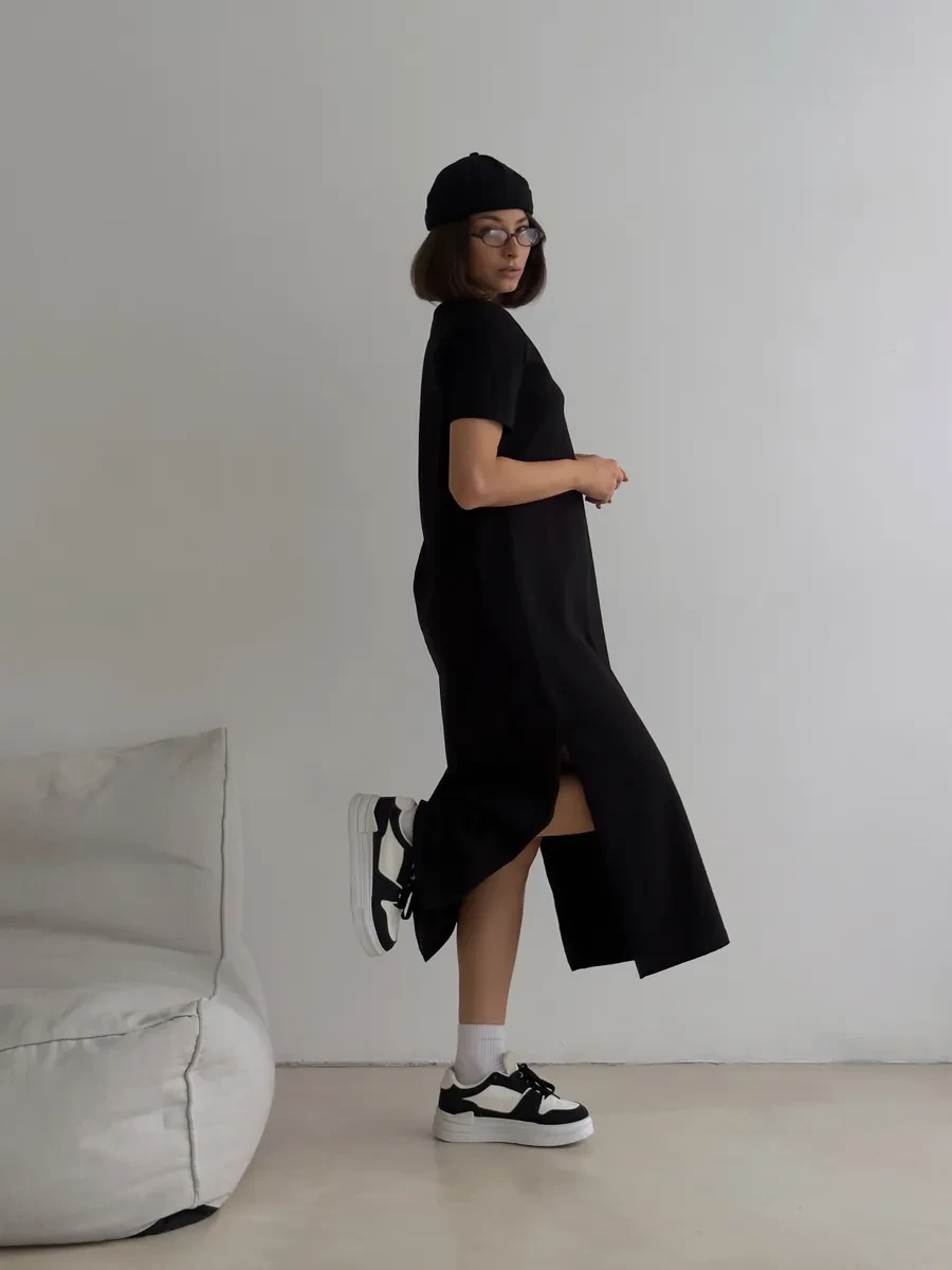 ⚡️ Платье футболка длинное с разрезом оверсайз, Revati wear