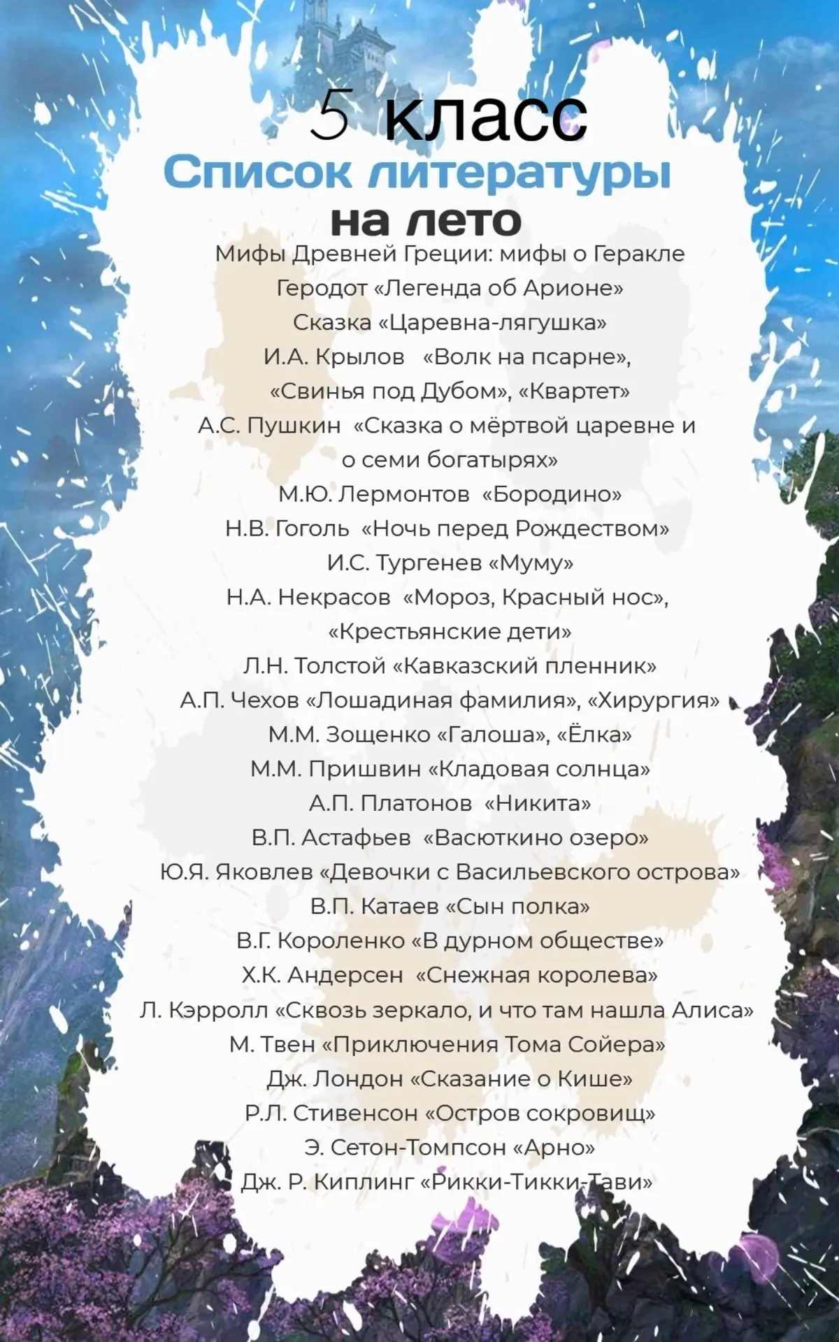 ‼️Список литературы, рекомендованной для дополнительного чтения в 5-9 классах‼️