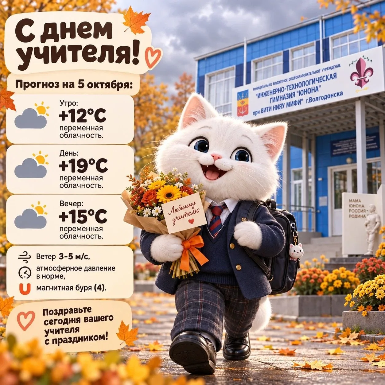 С днем учителя! Прогноз погоды на 5 октября: