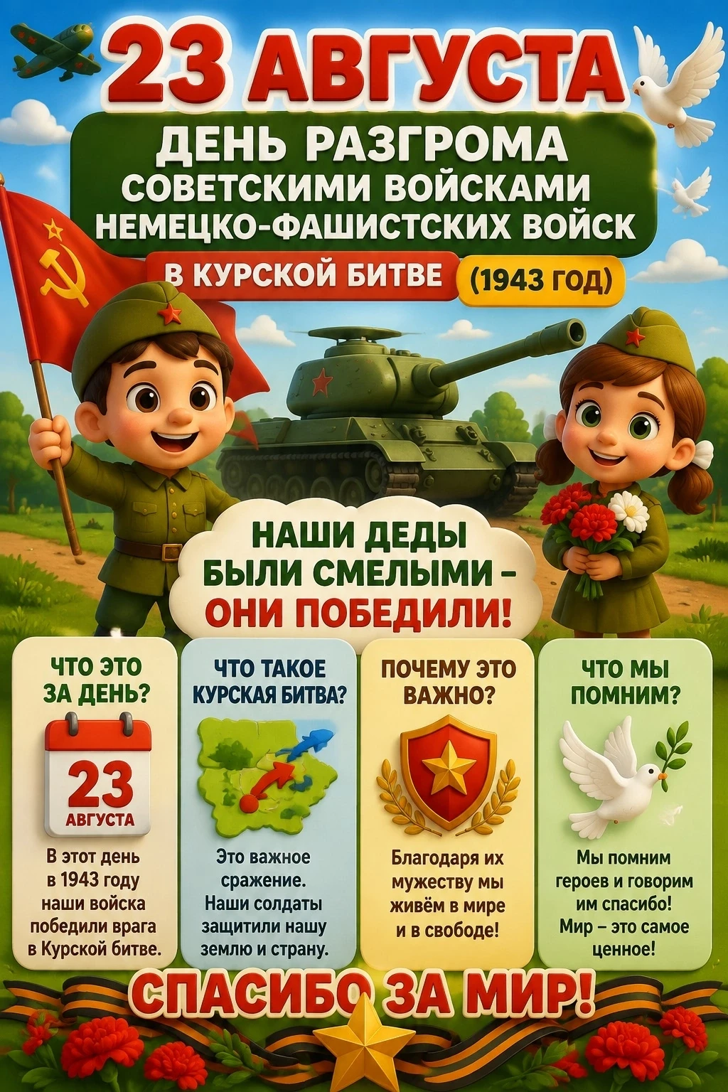 23 августа  — День разгрома советскими войсками немецко-фашистских захватчиков в Курско...