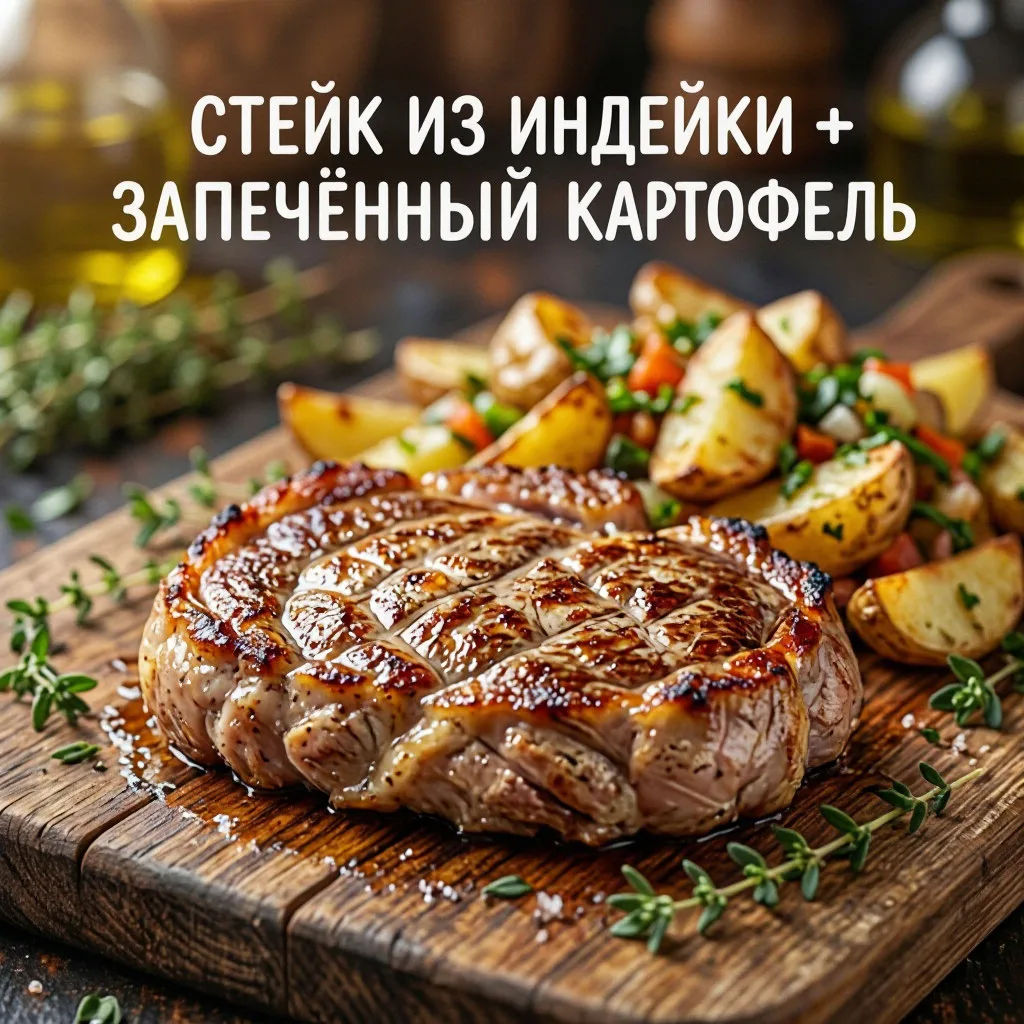 Стейк из индейки + запечённый картофель: ужин для всей семьи за 35 минут!