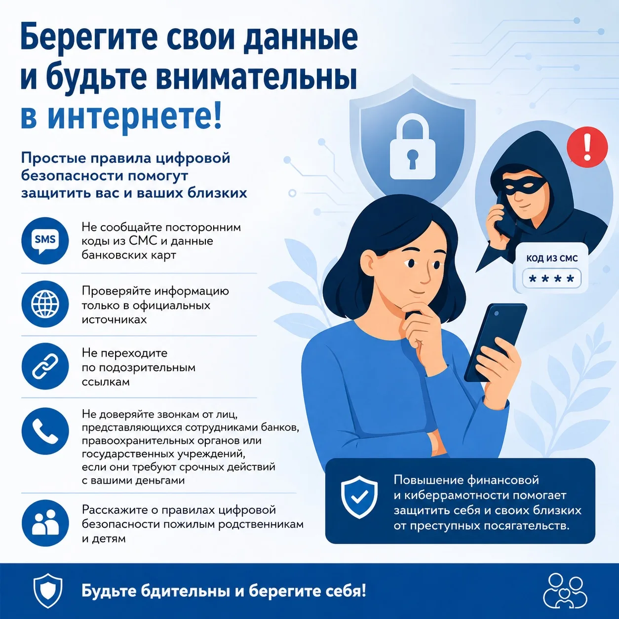 🔐 Берегите свои данные и будьте внимательны в интернете!

В современном мире мошенники всё чаще исп