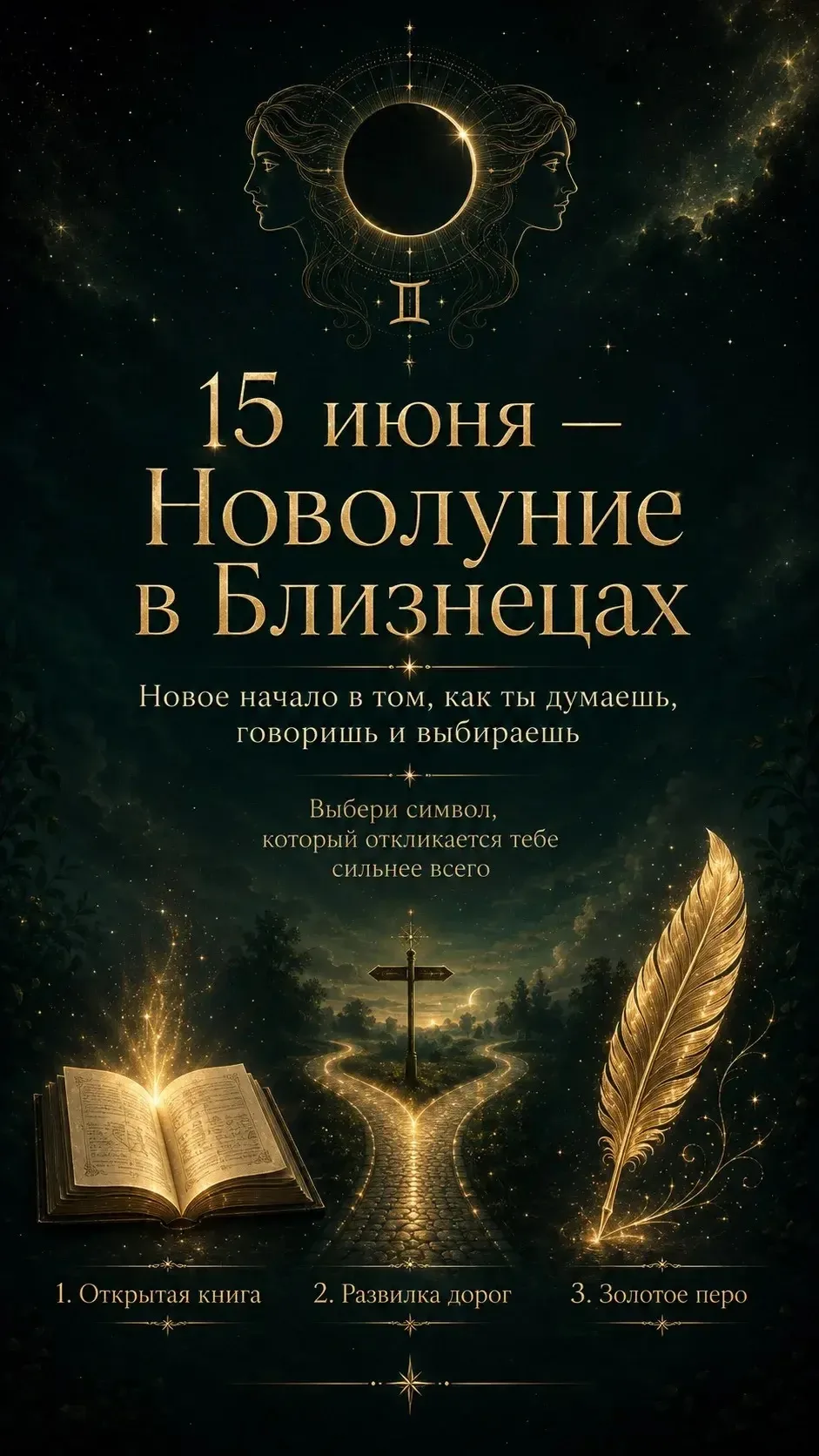 15 июня - Новолуние в Близнецах. 
Новое начало в том, как думаешь, говоришь и выбираешь 🌚

Новолуни