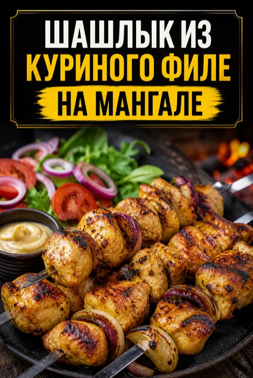 ШАШЛЫК ИЗ КУРИНОГО ФИЛЕ НА МАНГАЛЕ