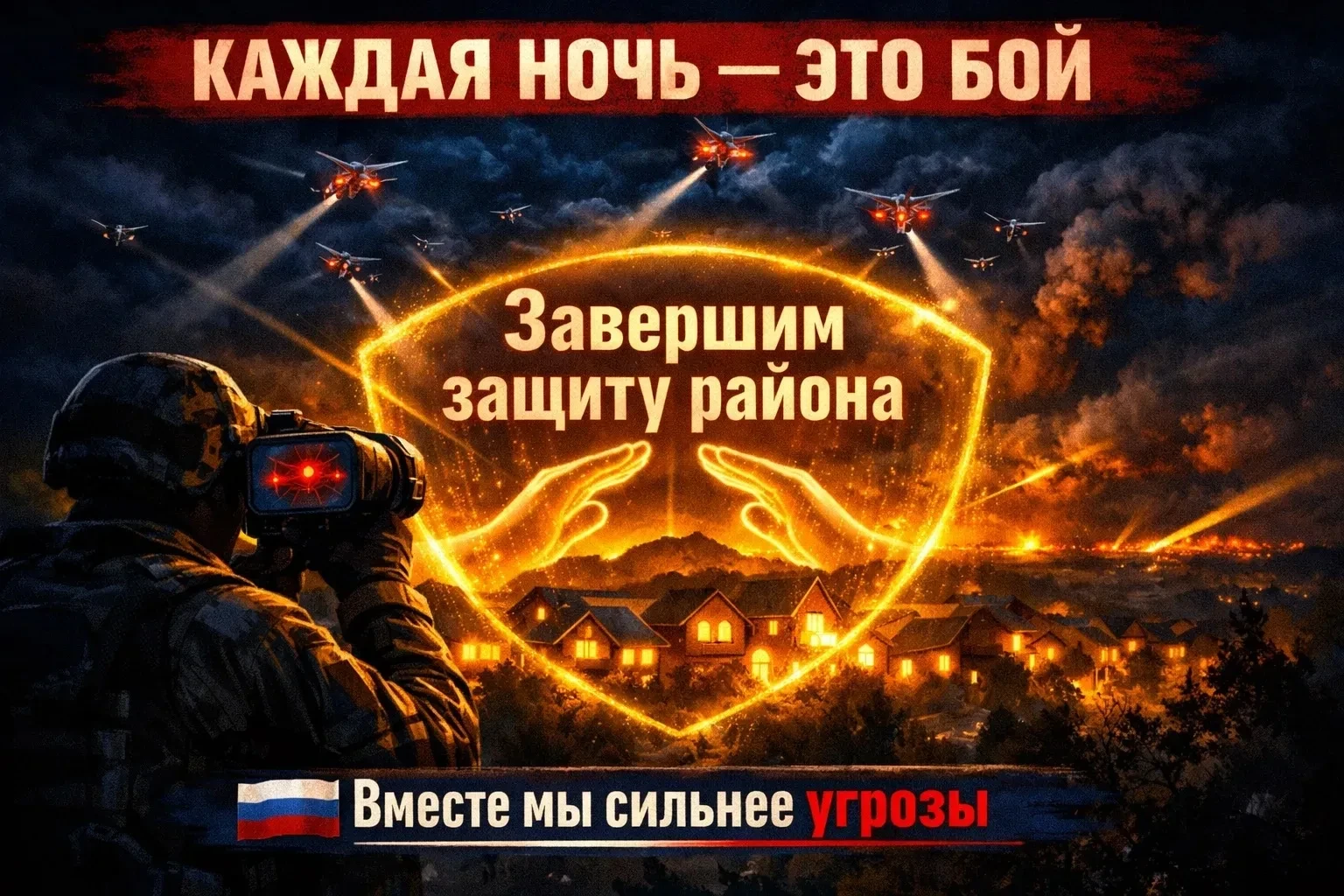 Каждая ночь — это бой. Помогите завершить защиту района! 🇷🇺

Друзья, мы все слышим это каждую ночь