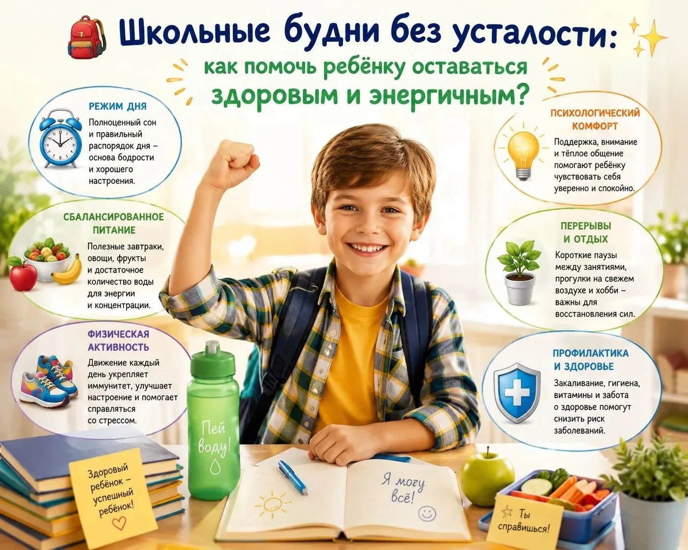 🎒✨ Школьные будни без усталости: как помочь ребёнку оставаться здоровым и энергичным?