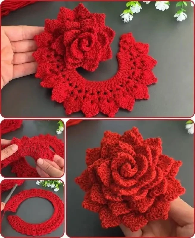 Роза крючком