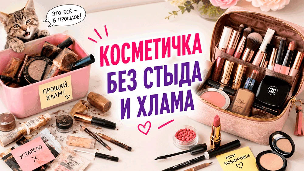 Как разобрать косметичку и наконец выбросить всё, что уже стыдно открывать? Косметичка ...