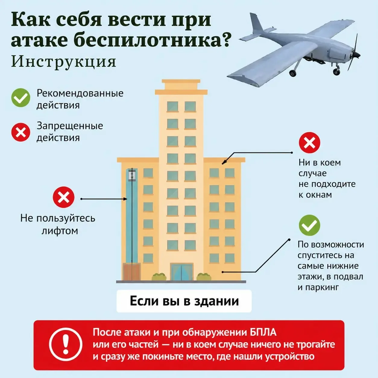 ⚠️ ВАЖНАЯ ИНФОРМАЦИЯ

Просим внимательно ознакомиться с правилами безопасности при угрозе атаки.

❗ 