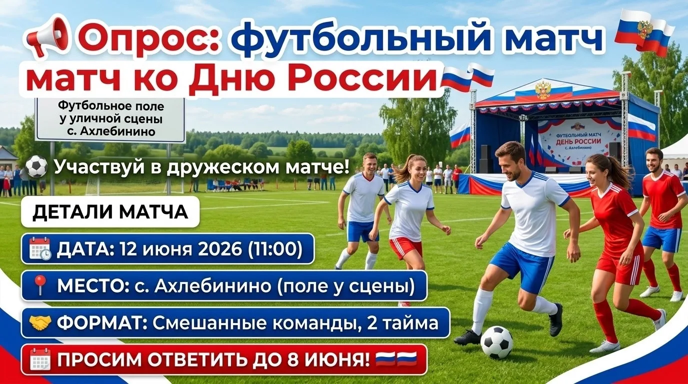 📢 Опрос: футбольный матч ко Дню России