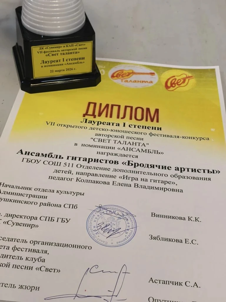 22 марта учащиеся д/о  Одод ,,Игра на гитаре"( пед. Колпакова Е. В.) приняли участие в VII Открытом 