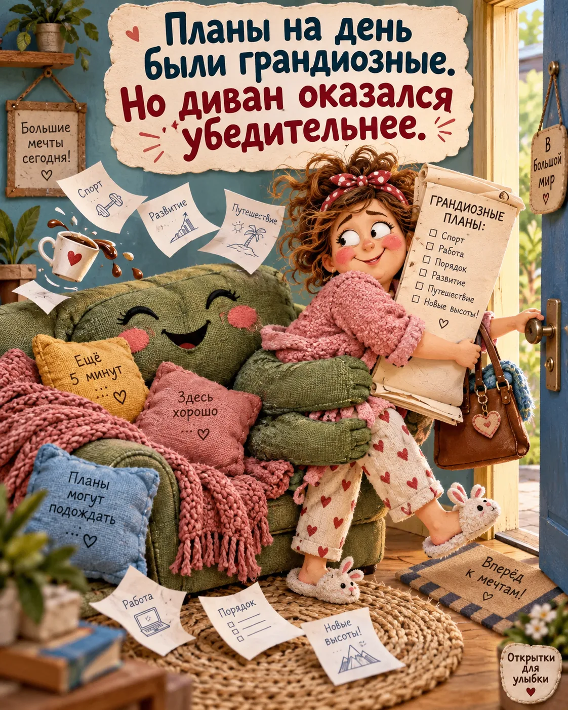 🛋️ Планировала свернуть горы, но пока свернулась под пледом!