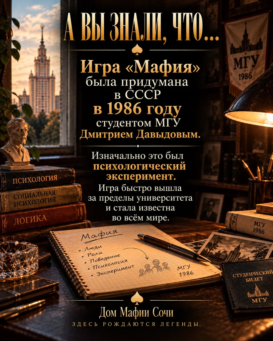 «Мафия» появилась не как коммерческая настольная игра, а как психологический эксперимен...