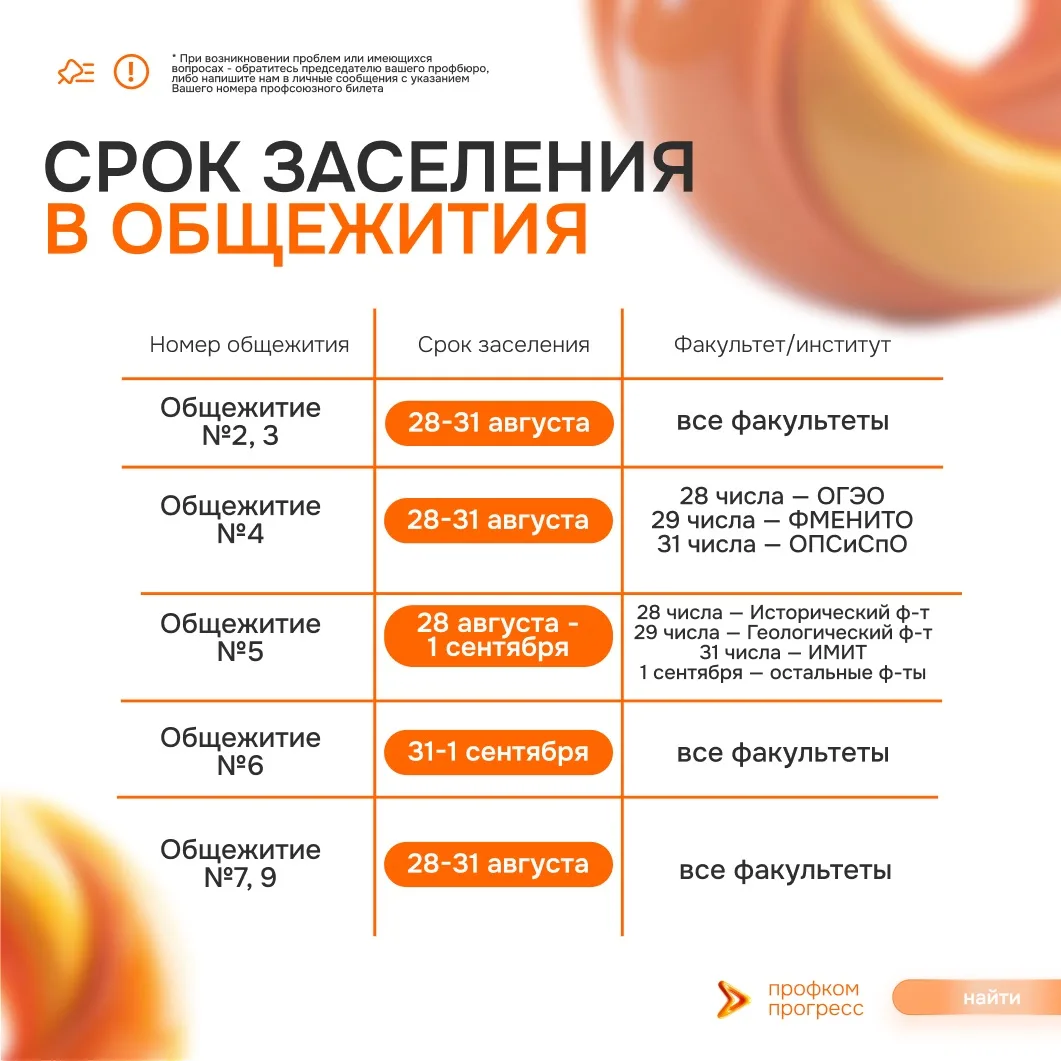 Смотри дату заселения в свое общежитие 👇🏻