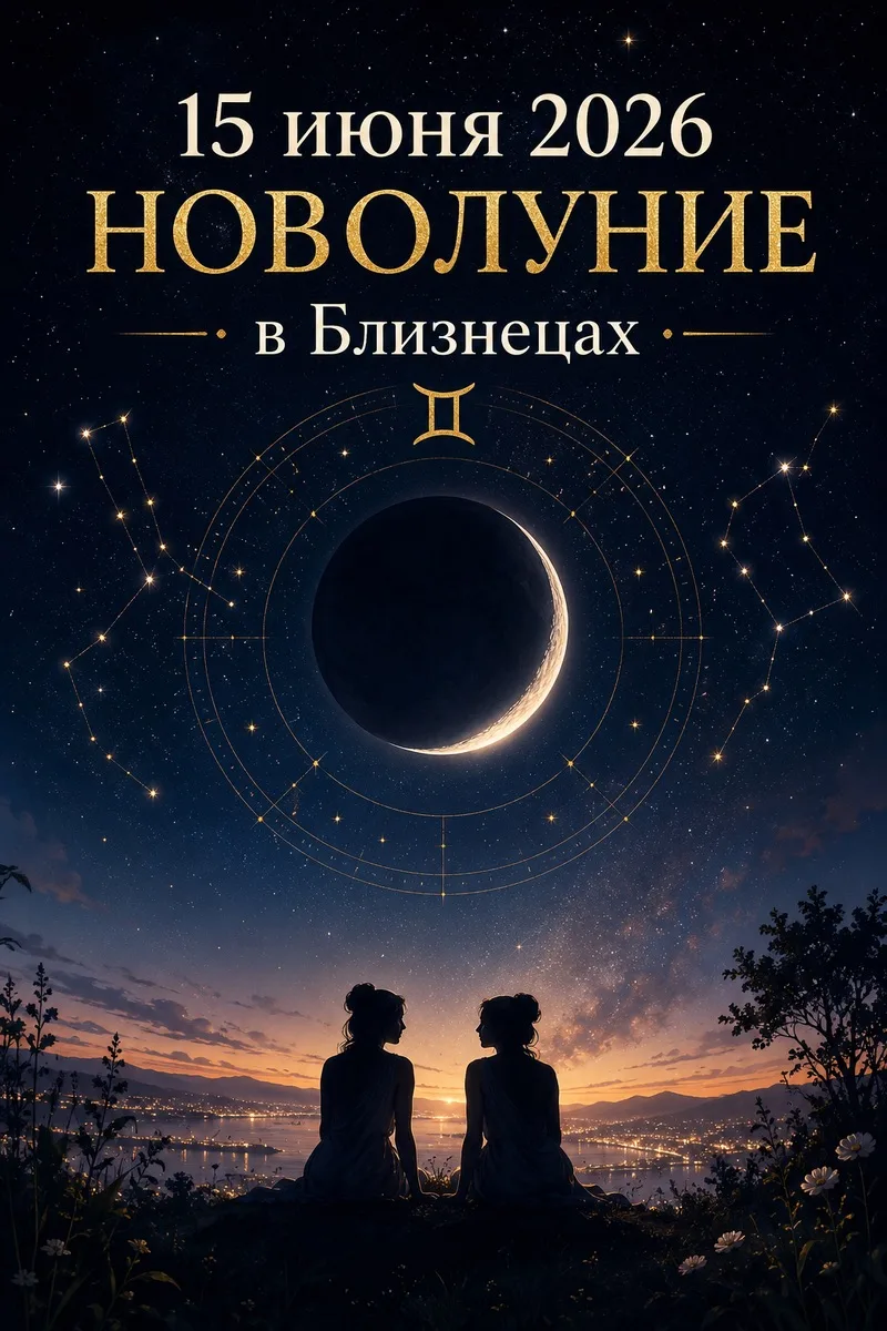 🌙Первое летнее новолуние состоится 15 июня в 05:54 (по московскому времени) и пройдет в знаке Близн