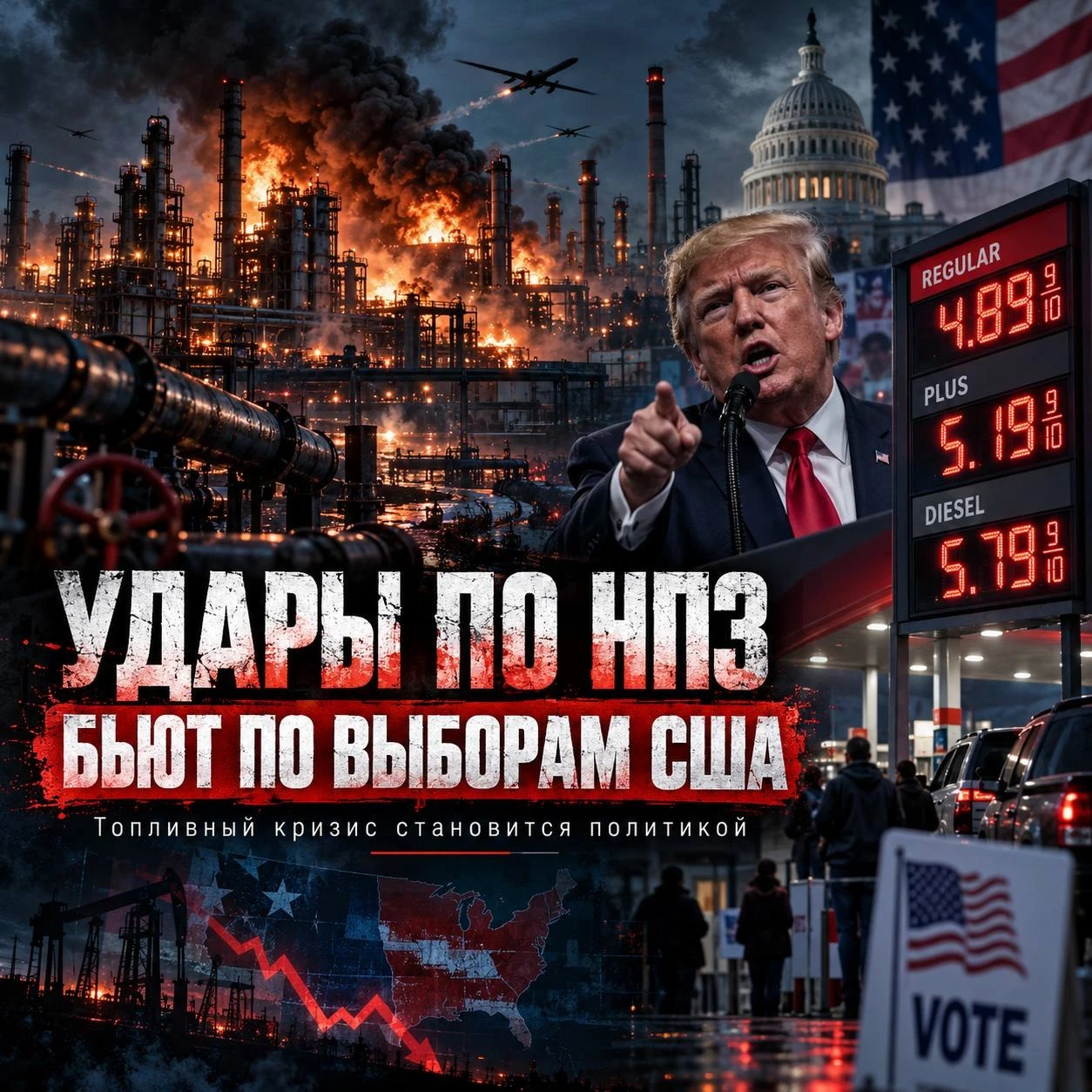 ⚡️ Украинские удары по НПЗ добрались до американских выборов