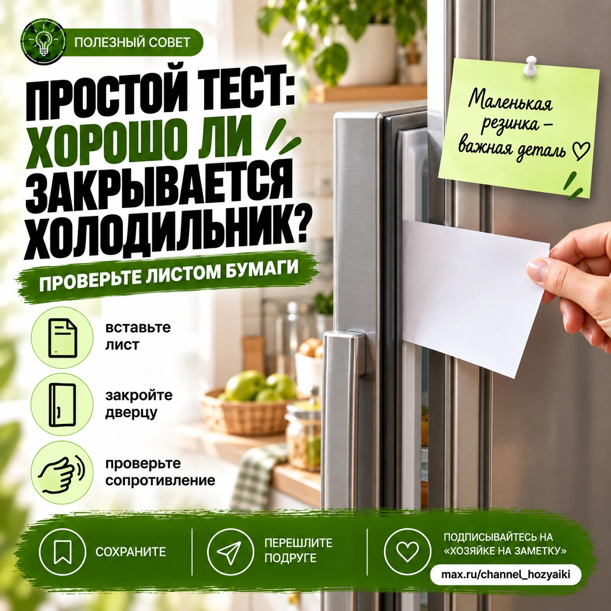 ❄️ Простой тест: хорошо ли закрывается ваш холодильник